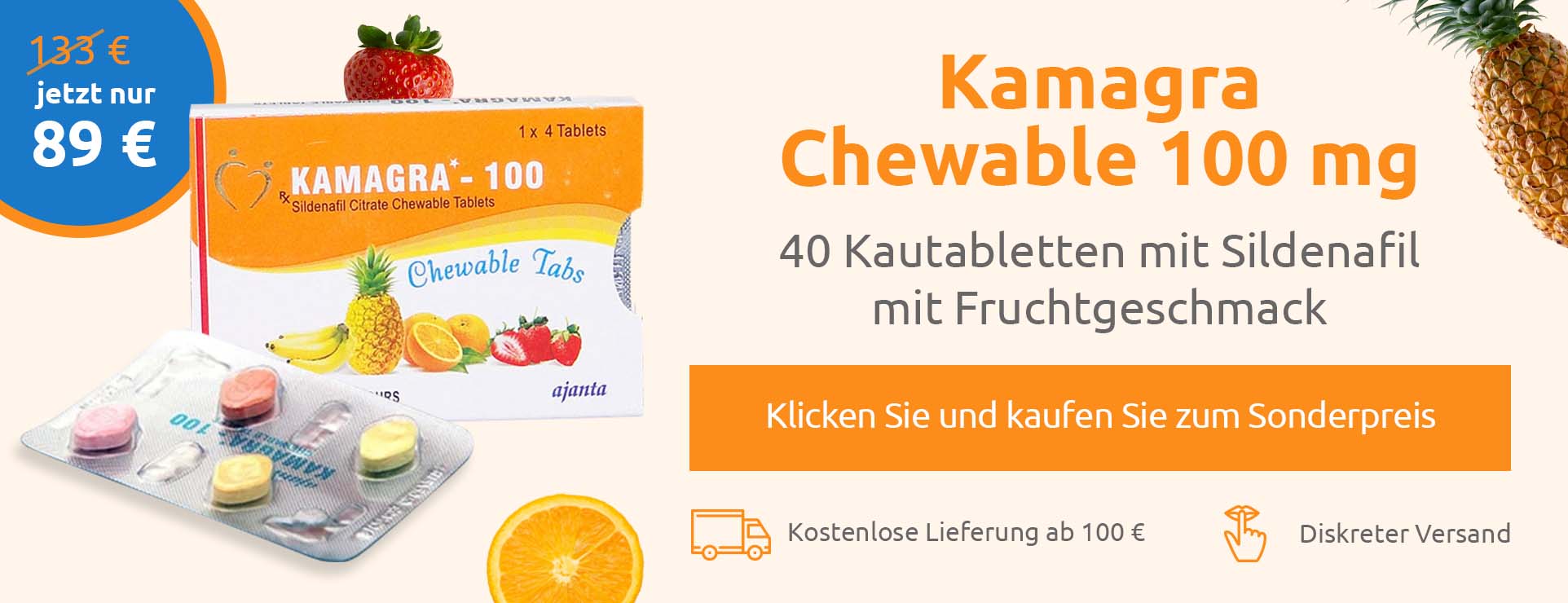Kamagra Chewable 100 mg Sildenafil – Sonderangebot